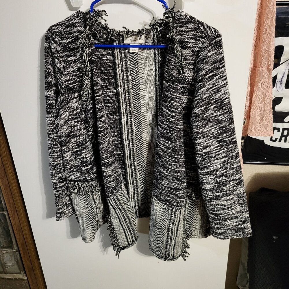 STYLE & CO FRINGE CARDIGAN SWEATER SZ PL